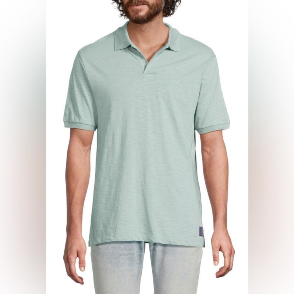 Scotch & Soda Cotton Slub Knit Polo Shirt Sea Foam XL